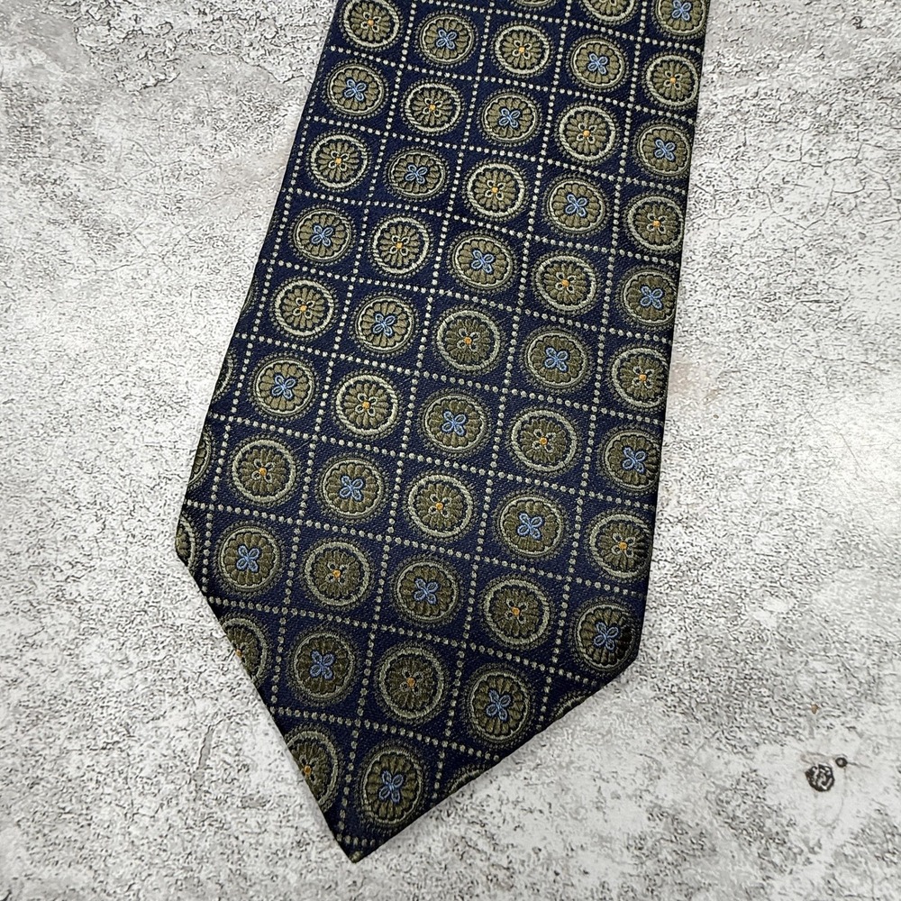 Bruno Piattelli Silk Tie Mens One Size Blue Geometric Made In USA Necktie